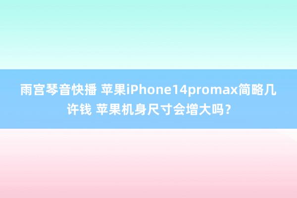 雨宫琴音快播 苹果iPhone14promax简略几许钱 苹果机身尺寸会增大吗？