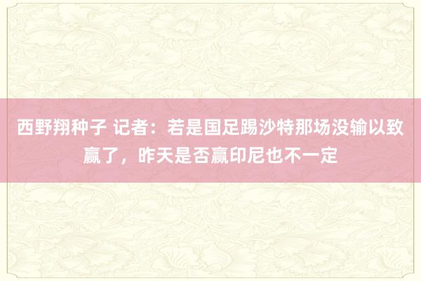 西野翔种子 记者：若是国足踢沙特那场没输以致赢了，昨天是否赢印尼也不一定