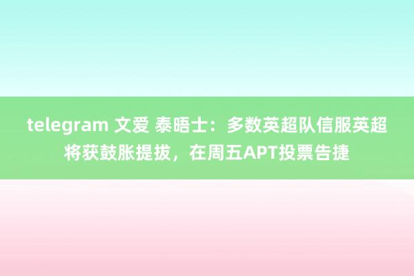 telegram 文爱 泰晤士：多数英超队信服英超将获鼓胀提拔，在周五APT投票告捷