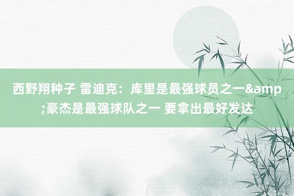 西野翔种子 雷迪克：库里是最强球员之一&豪杰是最强球队之一 要拿出最好发达